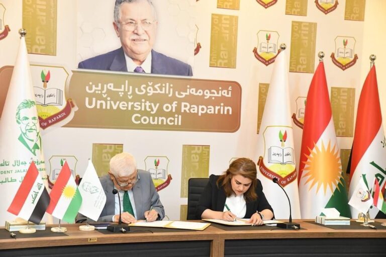 توقيع مذكرة تفاهم بين مؤسسة الرئيس جلال طالباني وجامعة رابرين